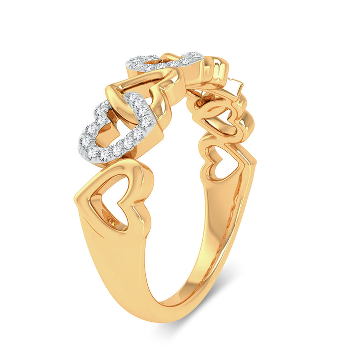 Chic 10k Yellow Gold 0.10ct Lab Diamond Womens Fashion Ring