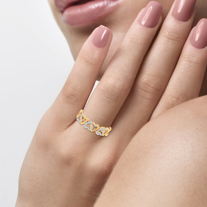 Chic 10k Yellow Gold 0.10ct Lab Diamond Womens Fashion Ring