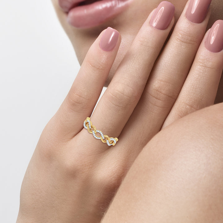 Sparkling 10k Yellow Gold 0.10ct Lab Diamond Womens Fashion Ring
