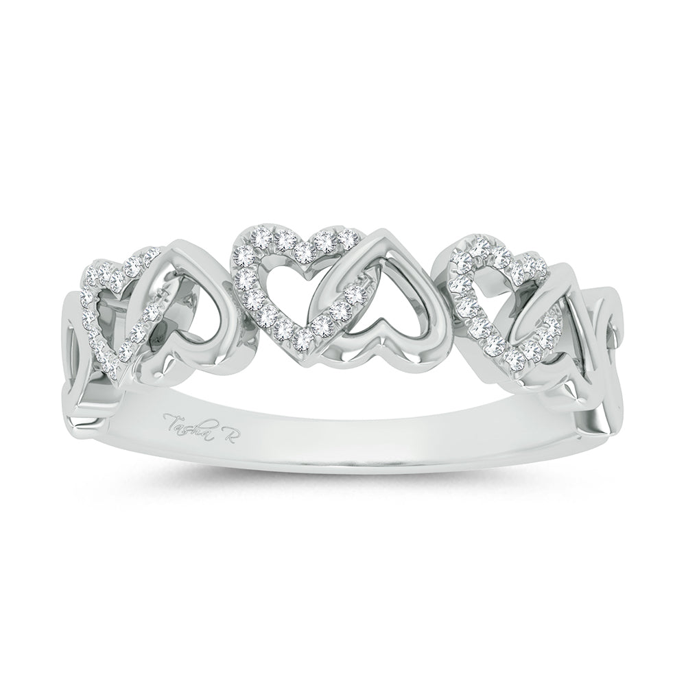 Chic 10k White Gold Lab Diamond Fashion Ring for Her