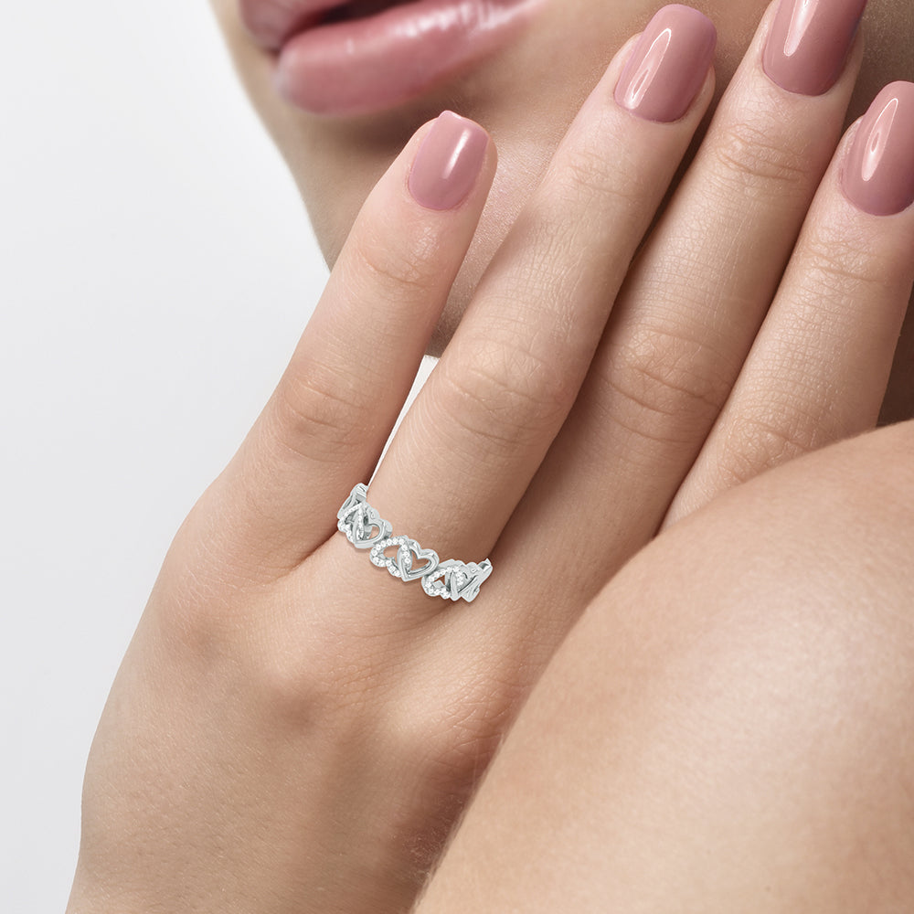 Chic 10k White Gold Lab Diamond Fashion Ring for Her