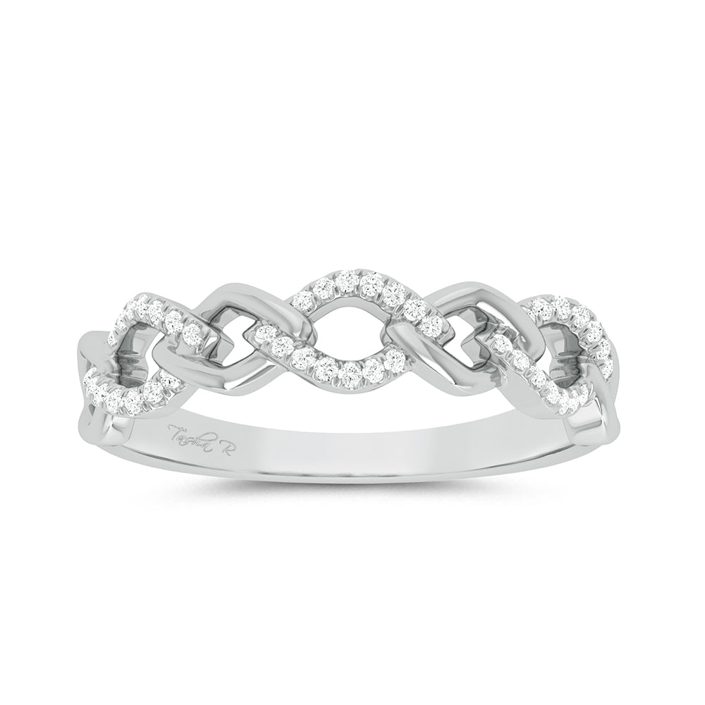Chic 10k White Gold Lab Diamond Fashion Ring for Her