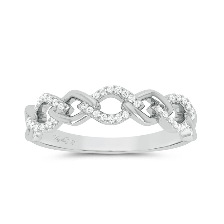 Chic 10k White Gold Lab Diamond Fashion Ring for Her