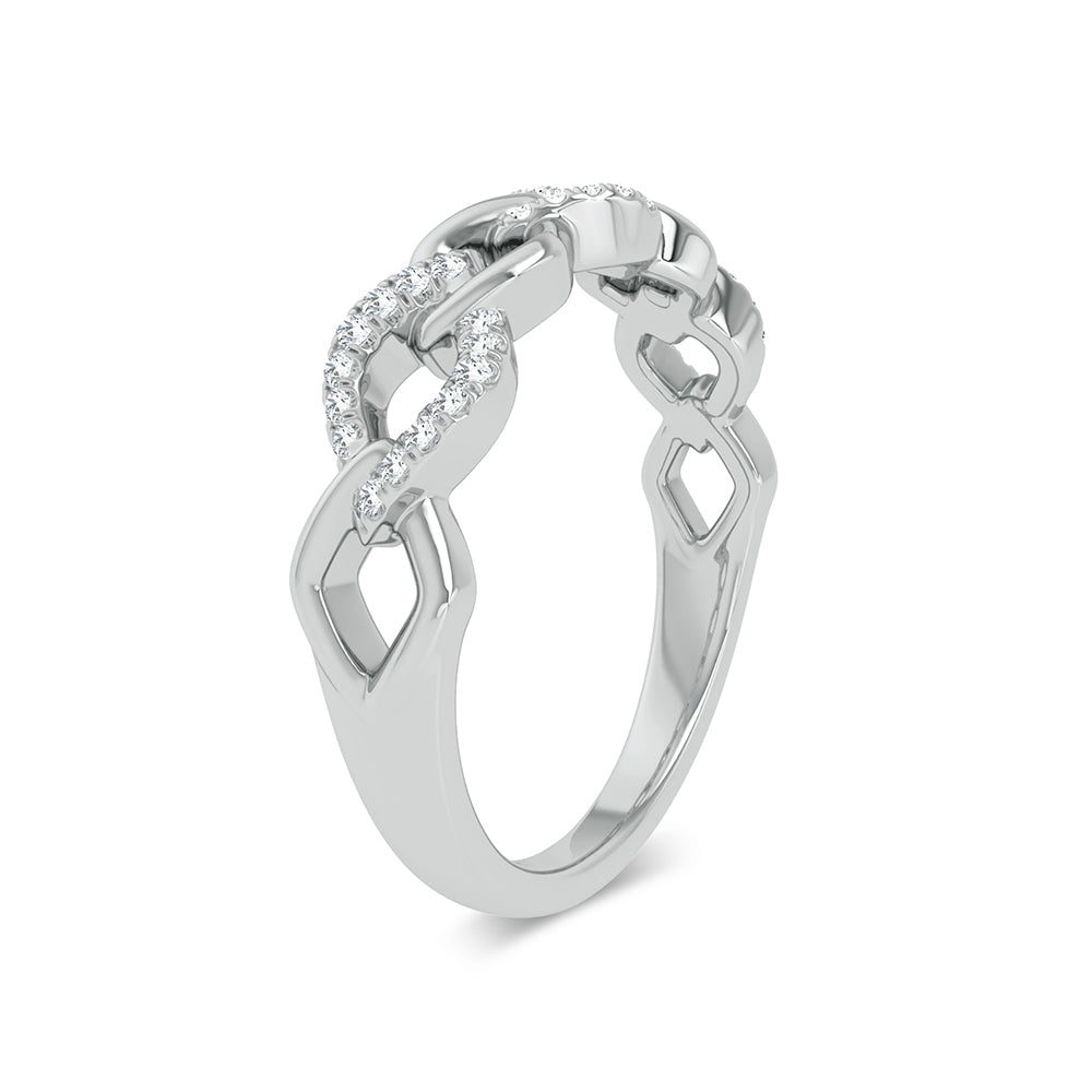 Chic 10k White Gold Lab Diamond Fashion Ring for Her
