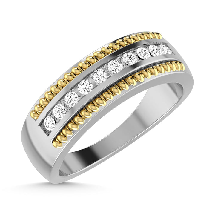 10K Two Tone Diamond 1/3 Ct.Tw. Mens Wedding Band