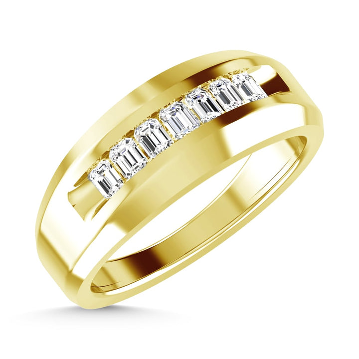14K Yellow Gold Diamond 5/8 Ct.Tw. Mens Wedding Band