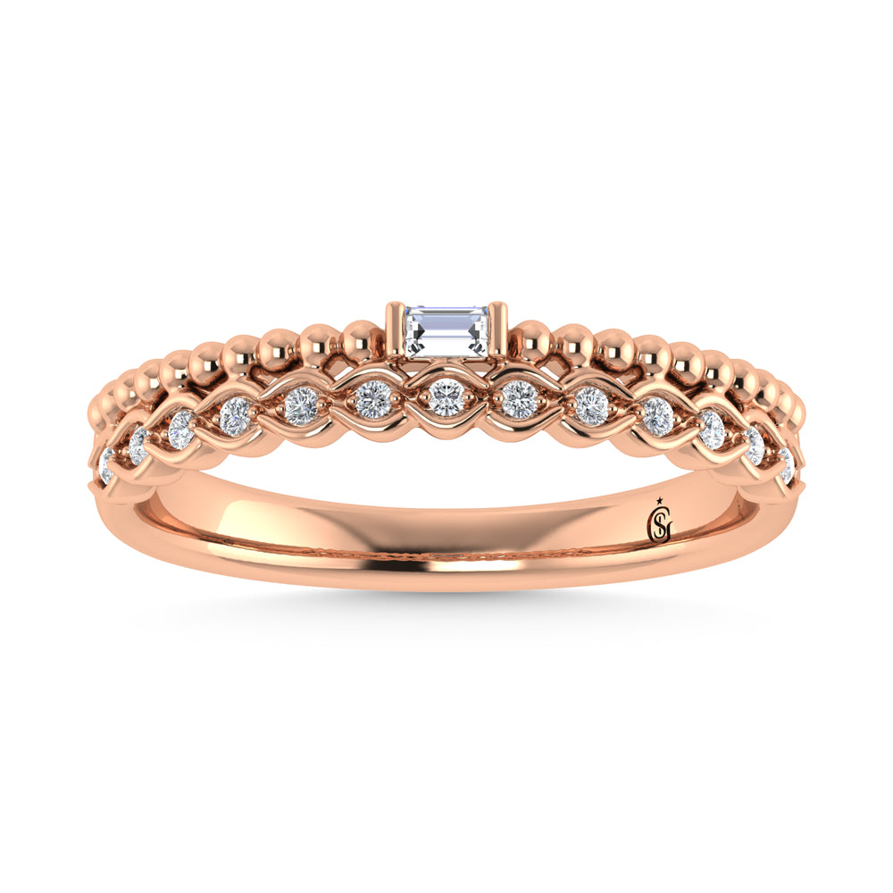 14K Rose Gold Diamond 1/10 Ct.Tw. Stackable Band
