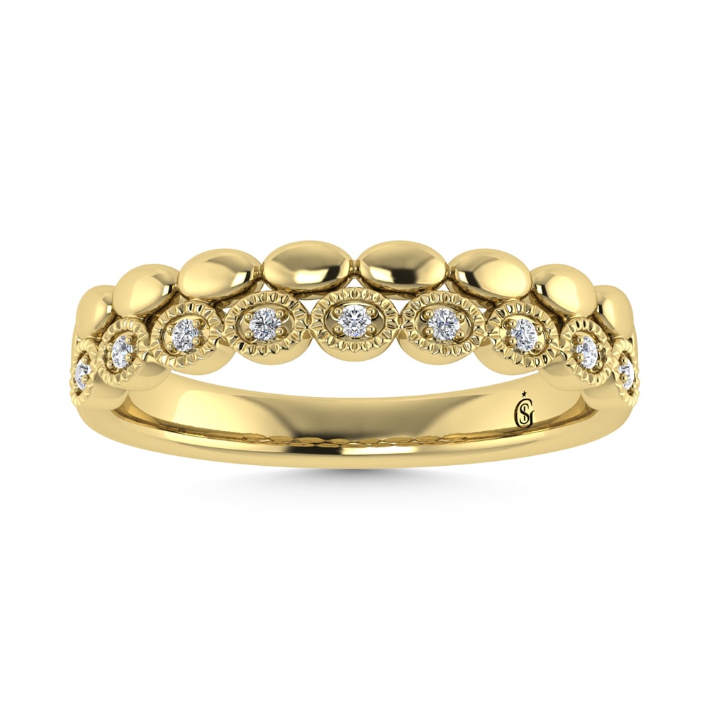 14K Yellow Gold Diamond 1/20 Ct.Tw. Stackable Band