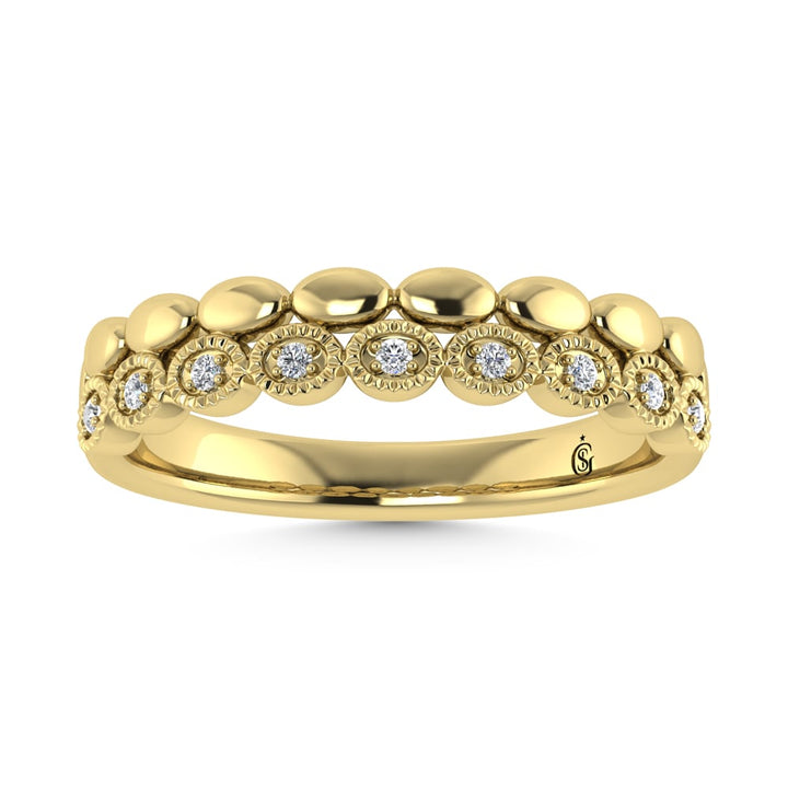 14K Yellow Gold Diamond 1/20 Ct.Tw. Stackable Band