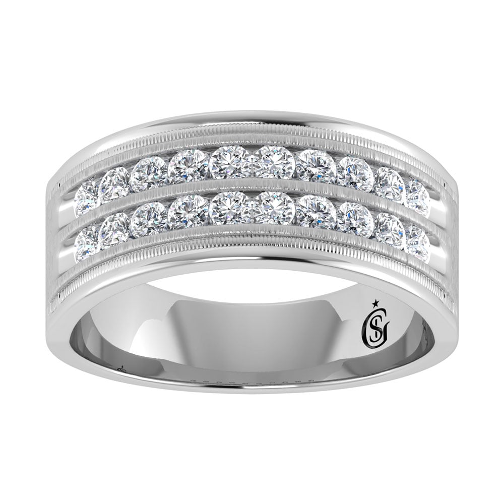 14K White Gold Diamond 1 Ct.Tw. Mens Band