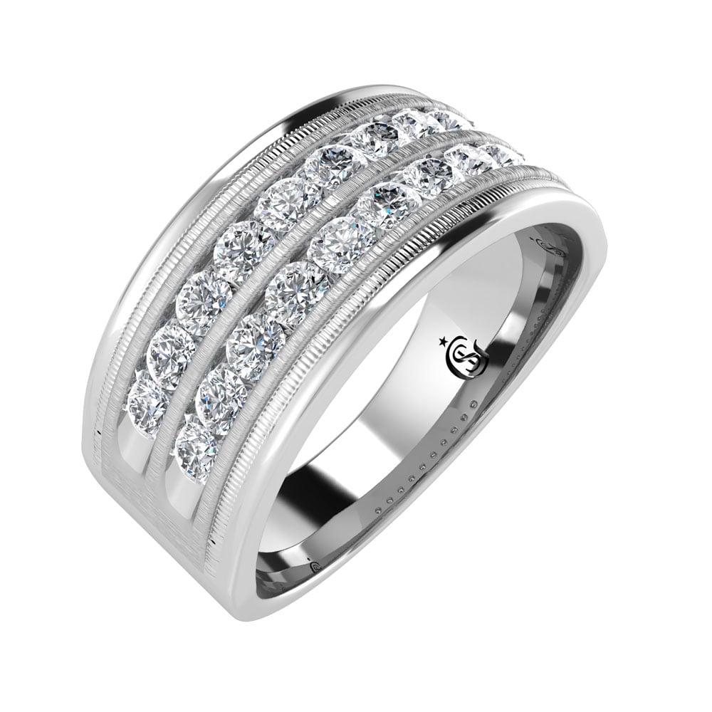 14K White Gold Diamond 1 Ct.Tw. Mens Band