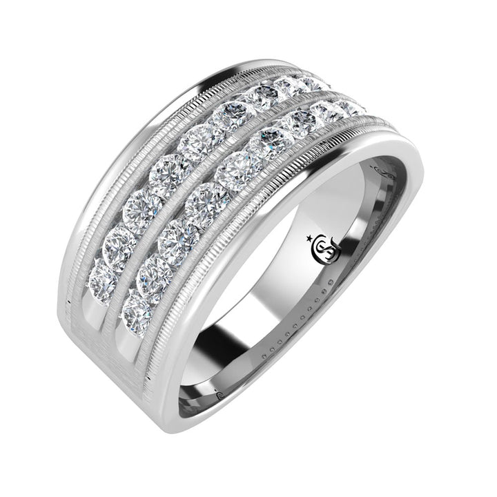 14K White Gold Diamond 1 Ct.Tw. Mens Band