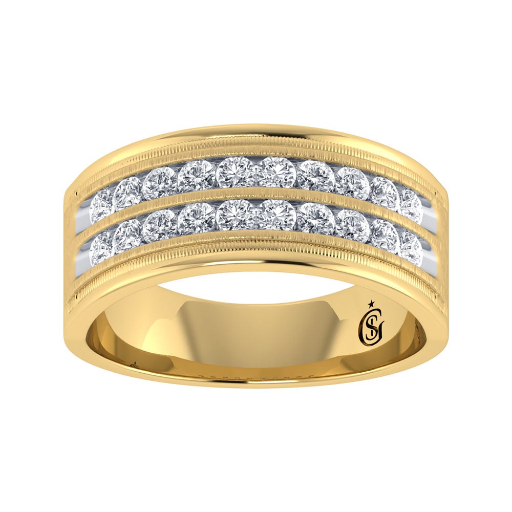 14K Yellow Gold Diamond 1 Ct.Tw. Mens Band