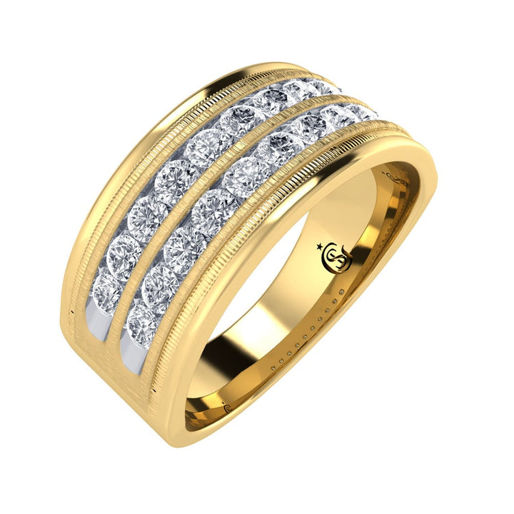 14K Yellow Gold Diamond 1 Ct.Tw. Mens Band