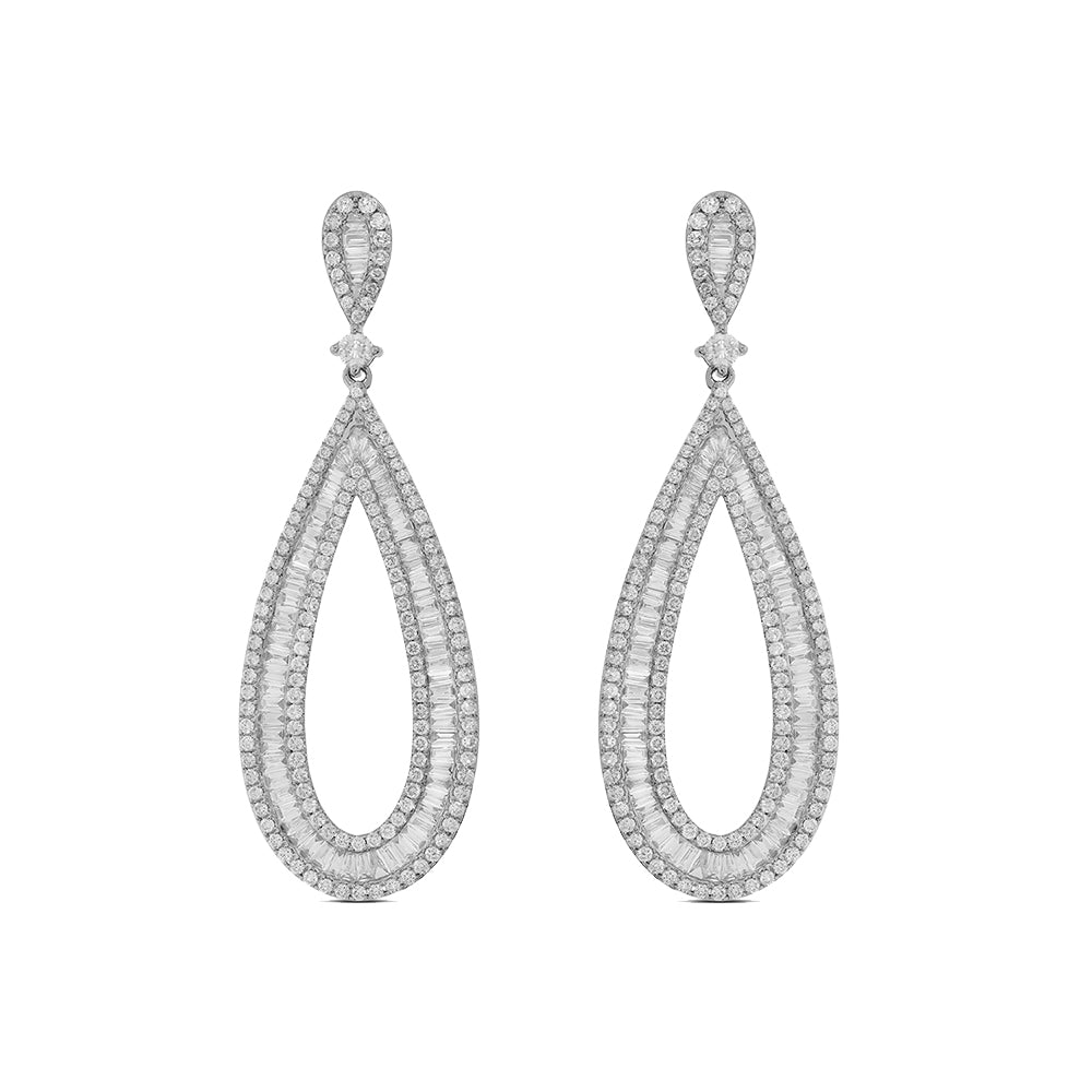 14K White Gold Diamond 3 7/8 Ct.Tw Fashion Earrings