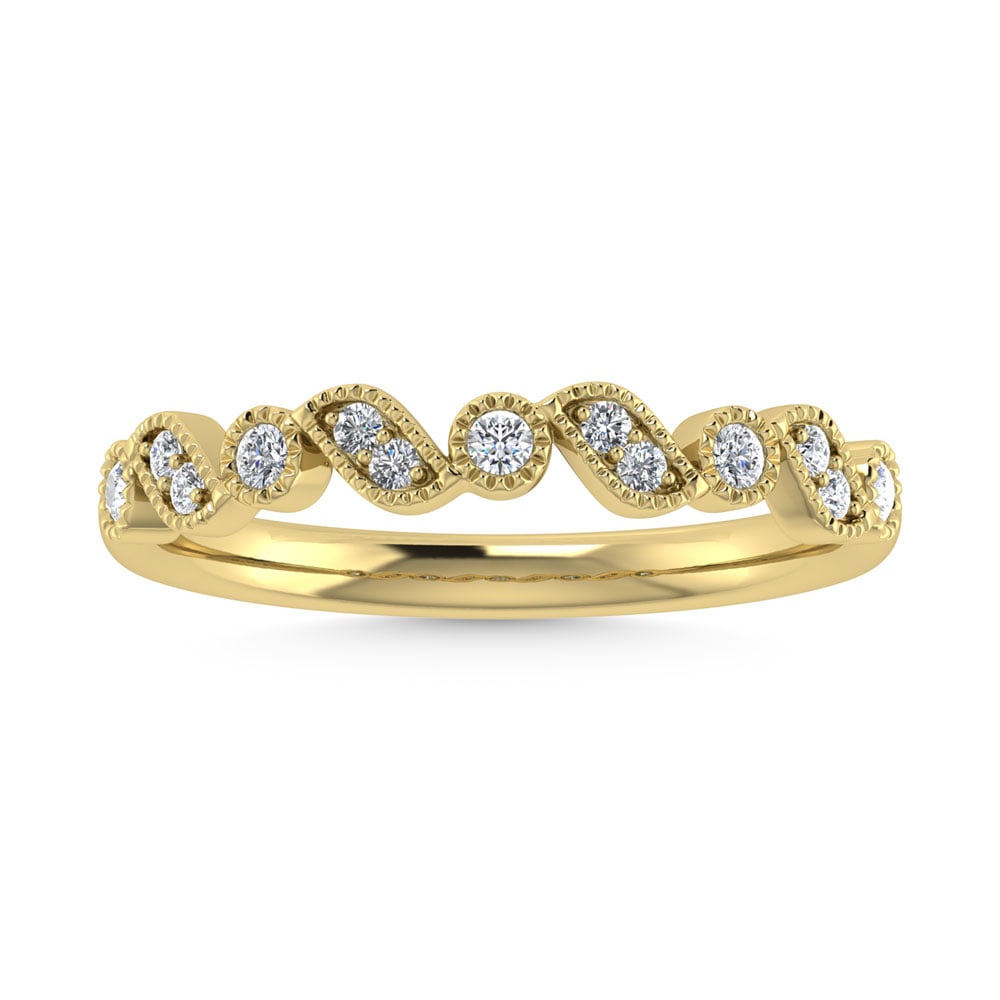 14K Yellow Gold Diamond 1/8 Ct.Tw. Stackable Band