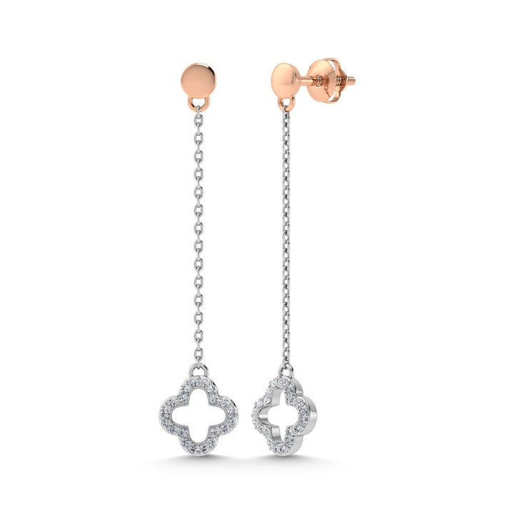 14K Two Tone Diamond 1/6 Ct.Tw. Chain Earrings