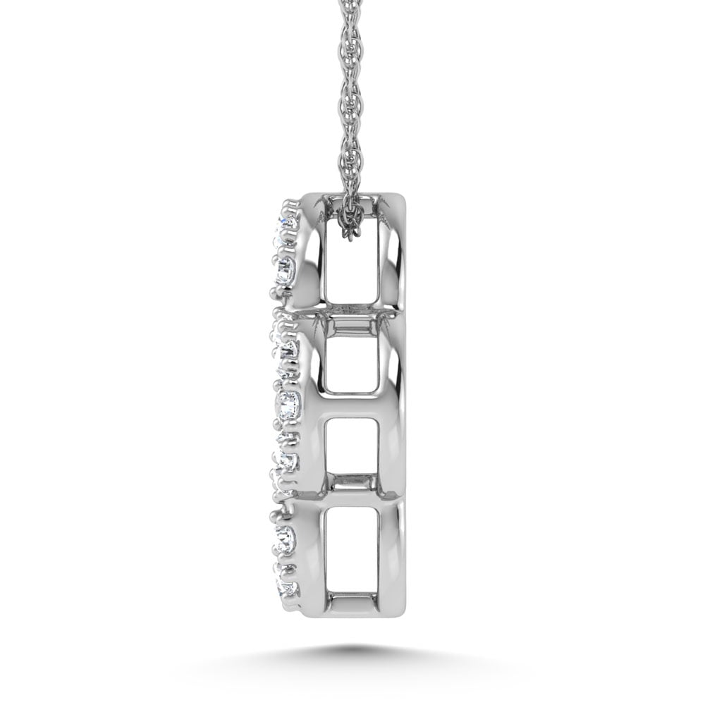 14K White Gold Diamond 1/8.Ct. Tw. Four Leaf Clover Pendant