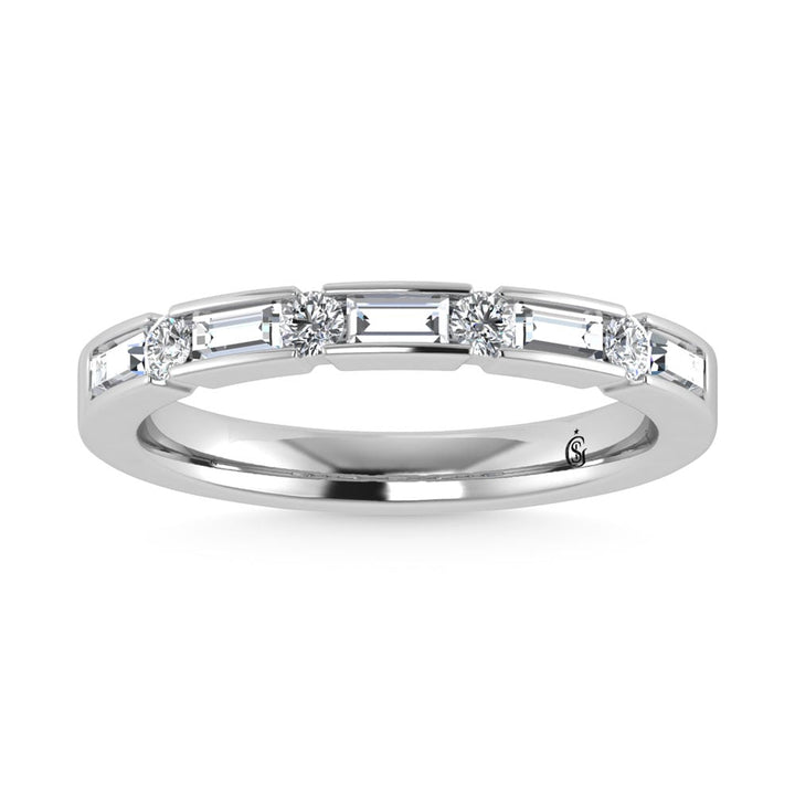 14K White Gold Diamond 1/2.Ct. Tw. Mens Machine Band