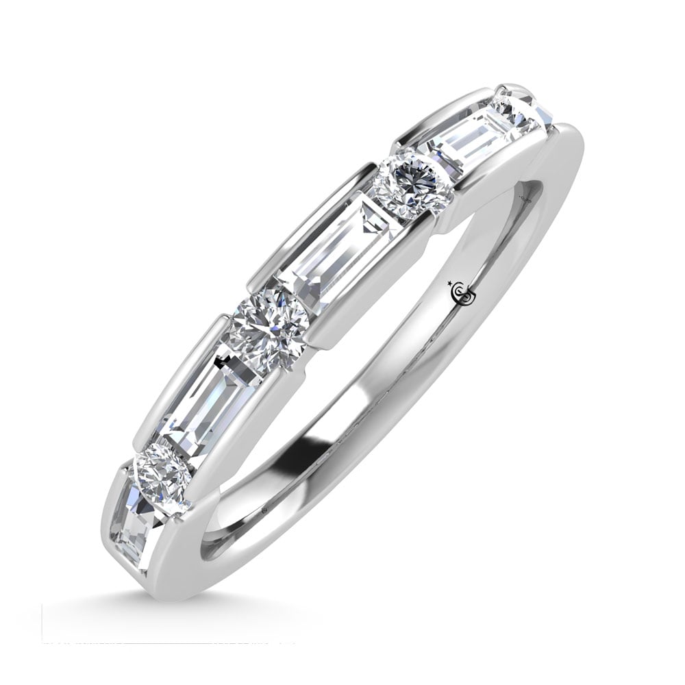 14K White Gold Diamond 1/2.Ct. Tw. Mens Machine Band