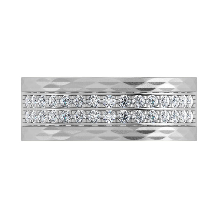 14K White Gold Diamond 3/4.Ct. Tw. Mens Machine Band
