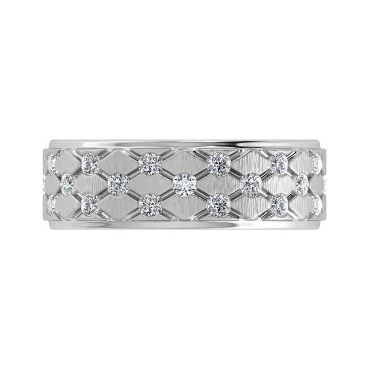 14K White Gold Diamond 1/2.Ct. Tw. Mens Machine Band