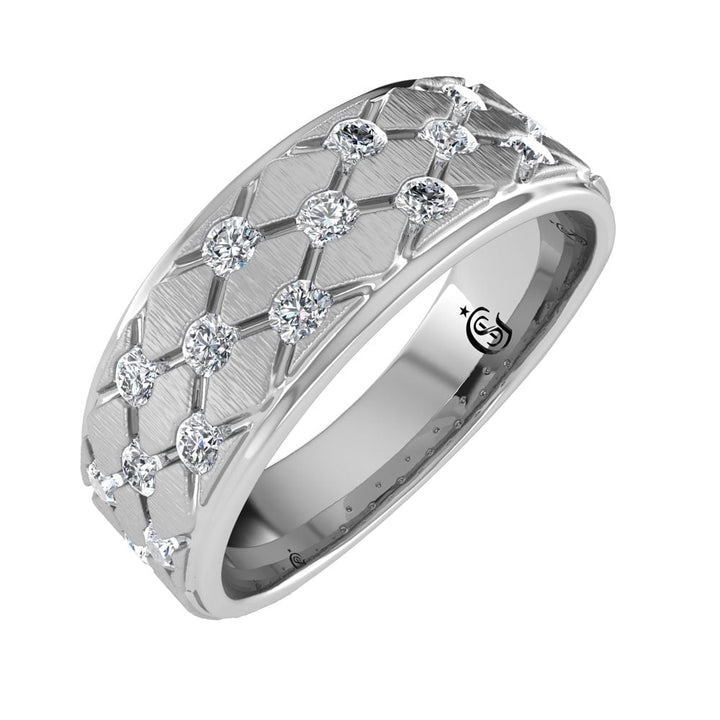 14K White Gold Diamond 1/2.Ct. Tw. Mens Machine Band