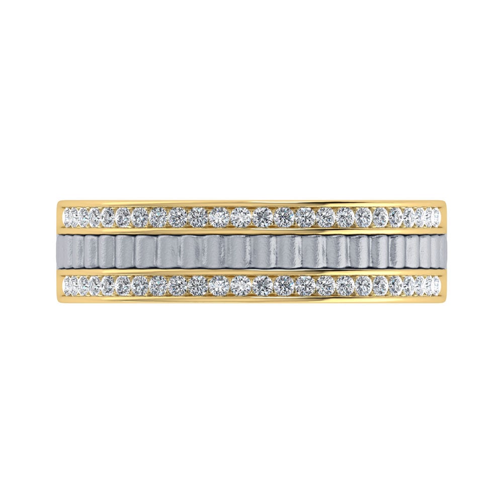 14K Two Tone Diamond 1/3.Ct. Tw. Mens Machine Band