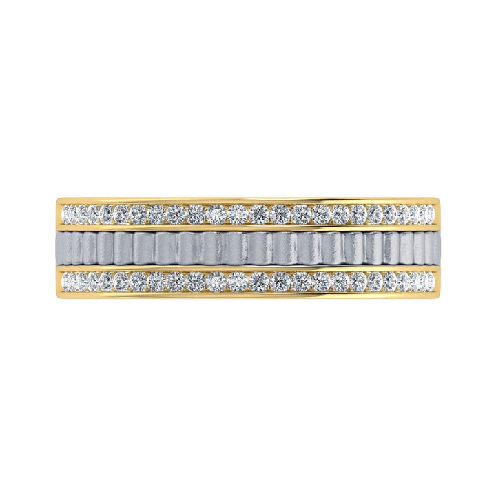 14K Two Tone Diamond 1/3.Ct. Tw. Mens Machine Band