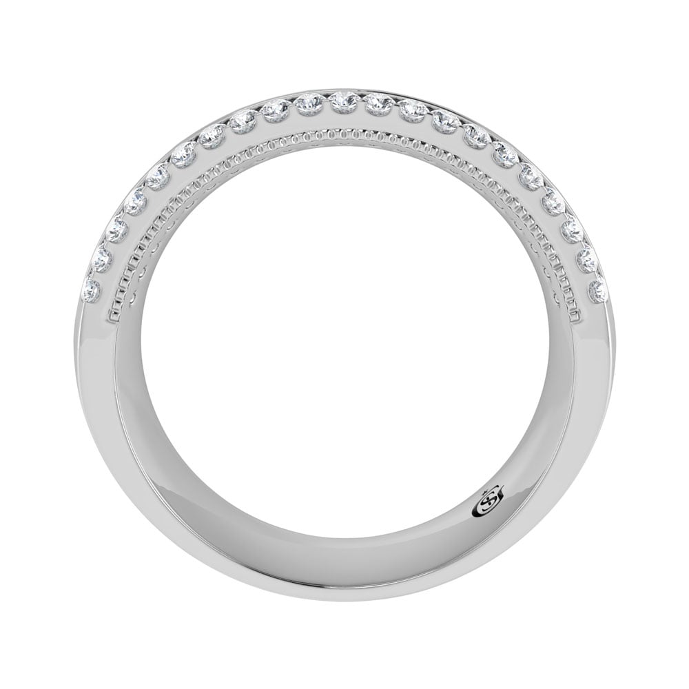 14K White Gold Diamond 1/2.Ct. Tw. Mens Machine Band