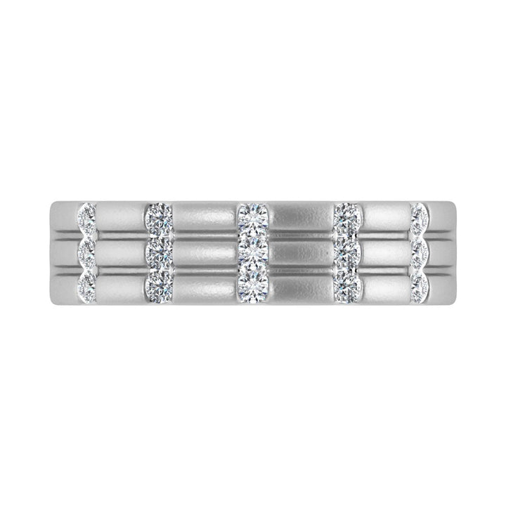 14K White Gold Diamond 1/3.Ct. Tw. Mens Machine Band