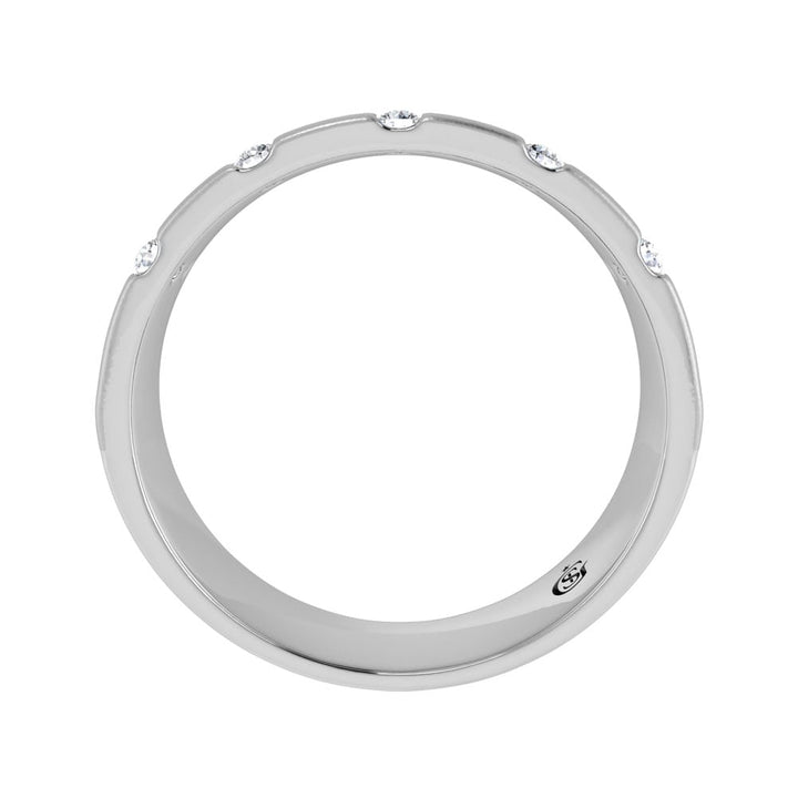 14K White Gold Diamond 1/3.Ct. Tw. Mens Machine Band