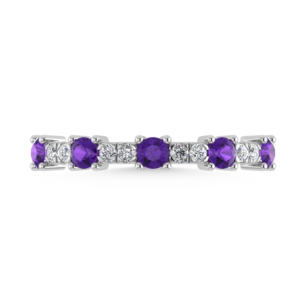 14K White Gold Diamond 1/2 Ct. Tw. Alternate Diamond and Amythyst Stackable Band
