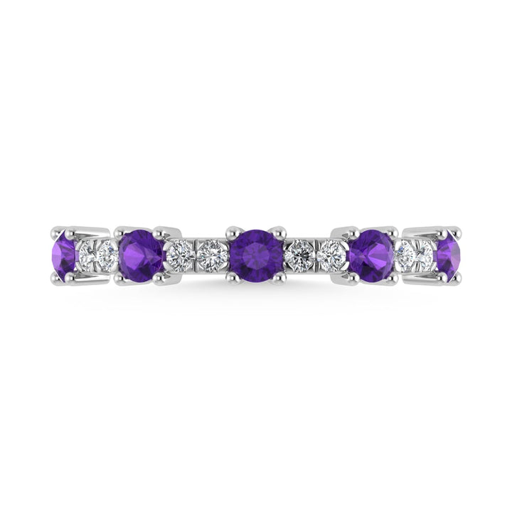 14K White Gold Diamond 1/2 Ct. Tw. Alternate Diamond and Amythyst Stackable Band