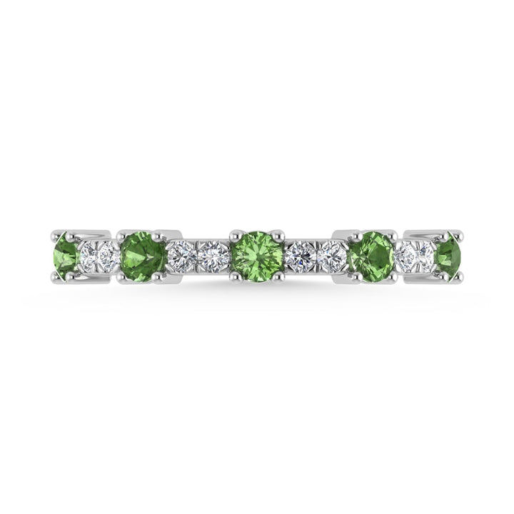 14K White Gold Diamond 3/8 Ct. Tw. Alternate Diamond and Peridot Stackable Band