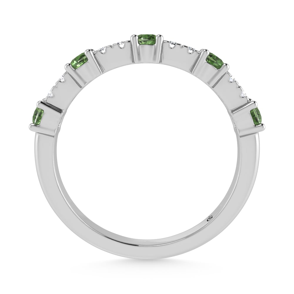 14K White Gold Diamond 3/8 Ct. Tw. Alternate Diamond and Peridot Stackable Band