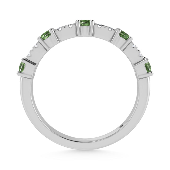 14K White Gold Diamond 3/8 Ct. Tw. Alternate Diamond and Peridot Stackable Band