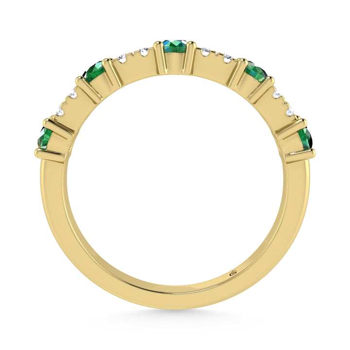 14K Yellow Gold Diamond 1/2 Ct. Tw. Alternate Diamond and Emerald Stackable Band