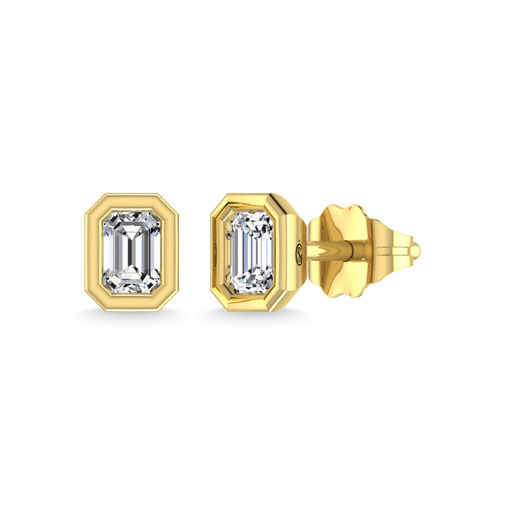Diamond 1/3 Ct.Tw. Emerald Shape Stud Earrings in 14K Yellow Gold
