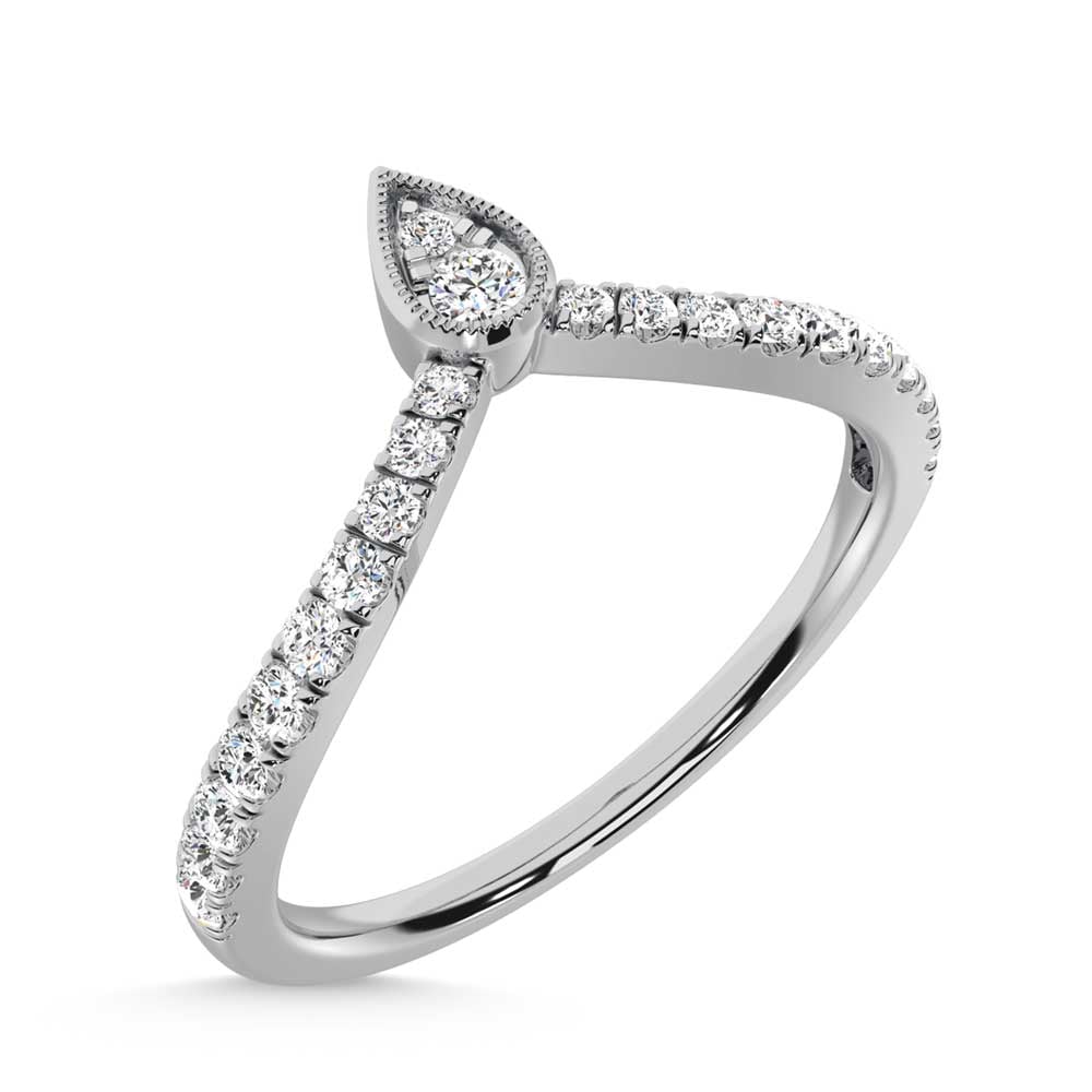 10K White Gold Diamond 1/4 Ct. Tw. Chevron Band