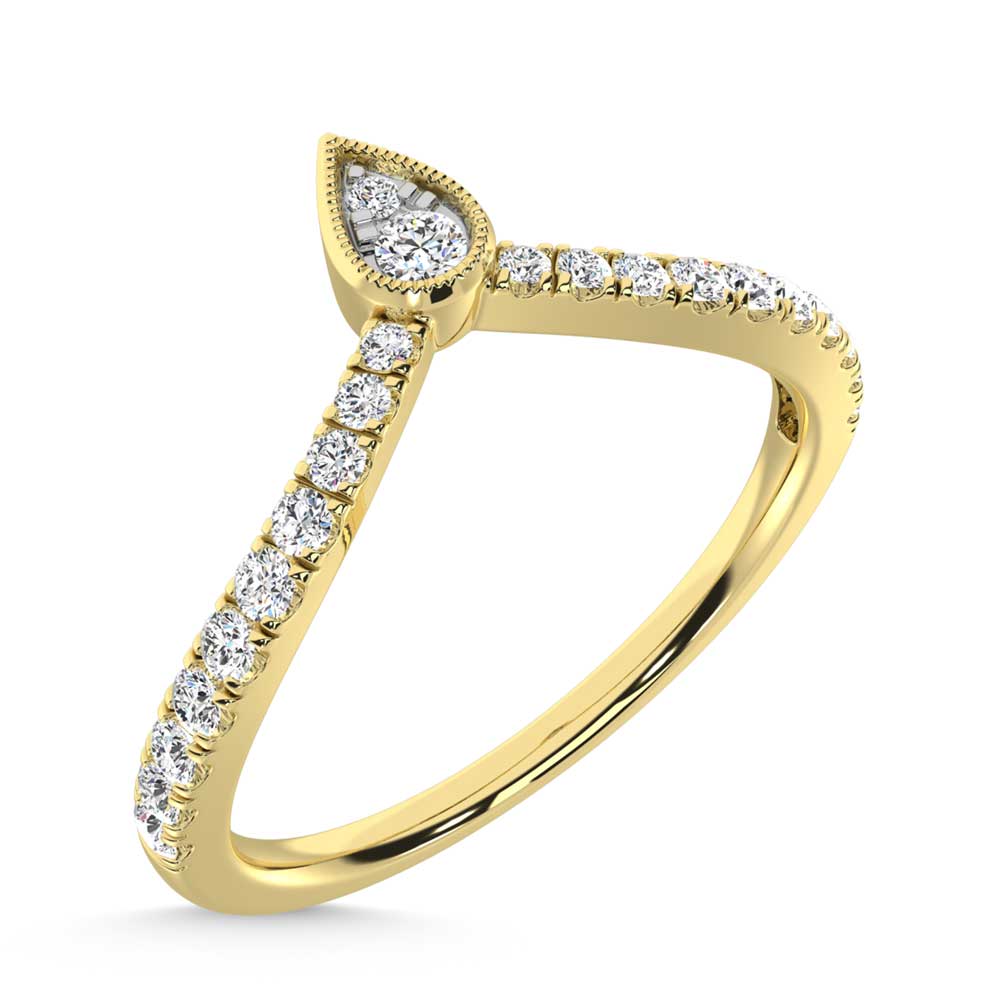 10K Yellow Gold Diamond 1/4 Ct. Tw. Chevron Band