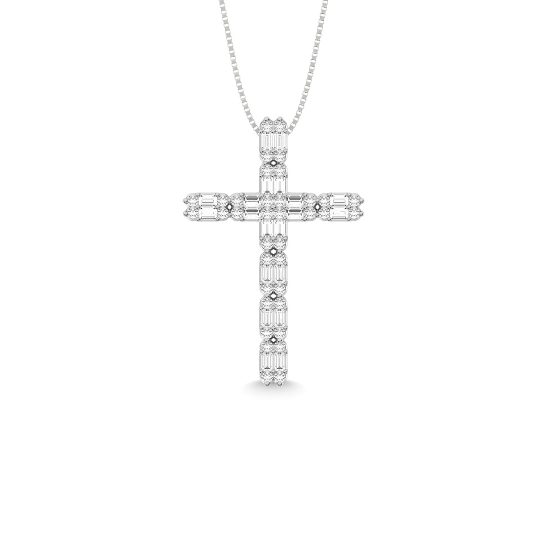 14K White Gold Diamond 1/2 Ct.Tw. Cross Pendant