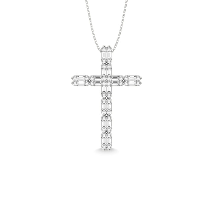 14K White Gold Diamond 1/2 Ct.Tw. Cross Pendant