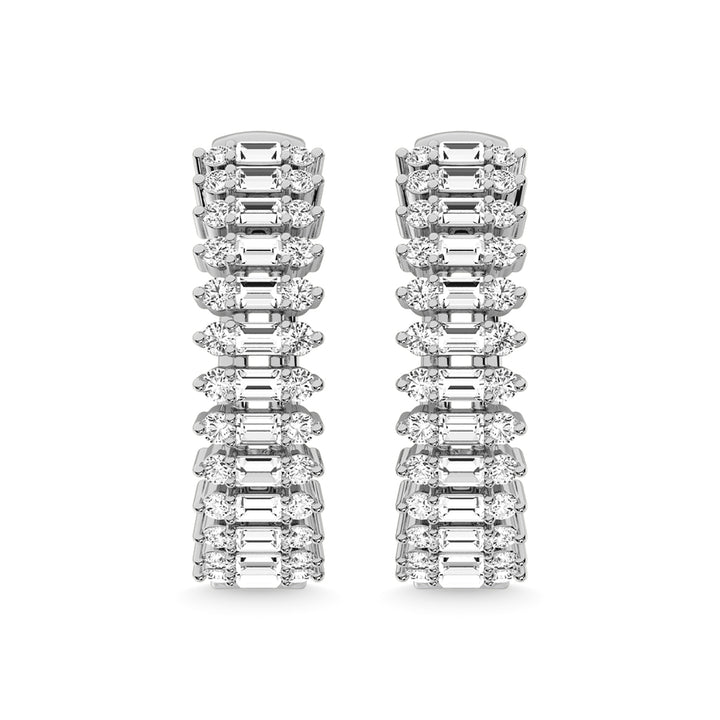 14K White Gold Diamond 3/4 Ct.Tw. Hoop Earrings