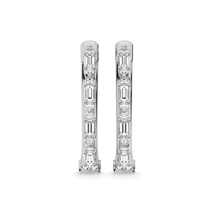 14K White Gold Diamond 1/4 Ct.Tw. Hoop Earrings