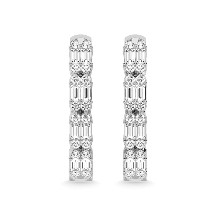 14K White Gold Diamond 1/2 Ct.Tw. Hoop Earrings
