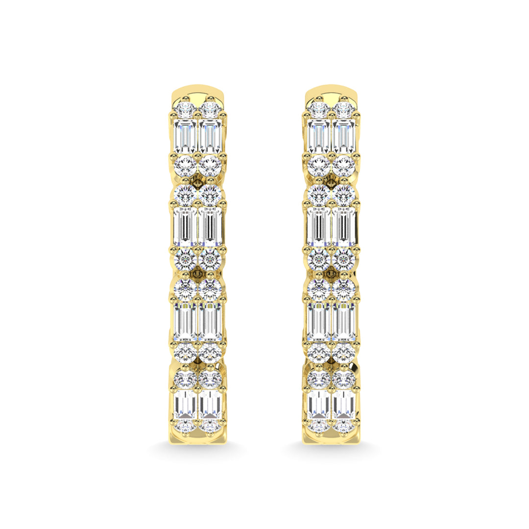 14K Yellow Gold Diamond 1/2 Ct.Tw. Hoop Earrings