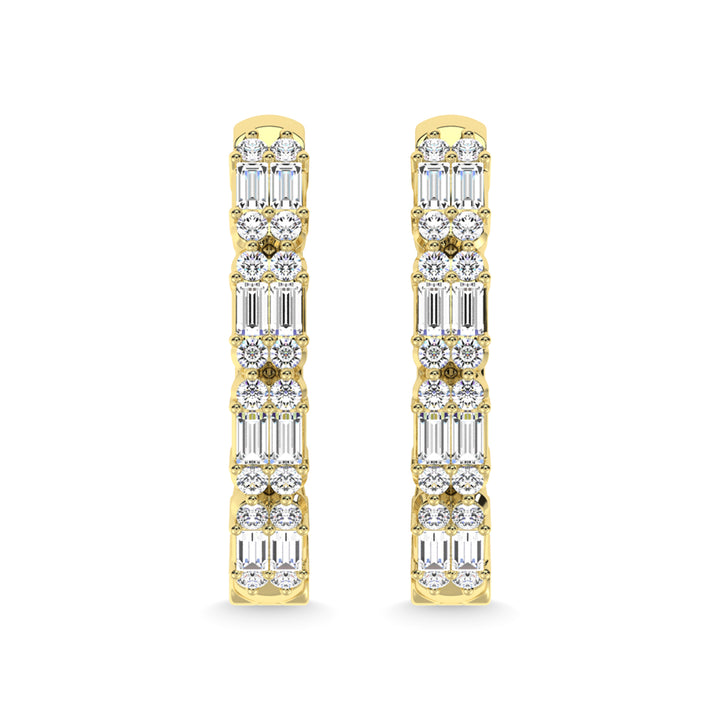 14K Yellow Gold Diamond 1/2 Ct.Tw. Hoop Earrings