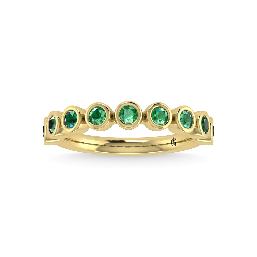 14K Yellow Gold Emerald 3/8 Ct.Tw. Stackable Band