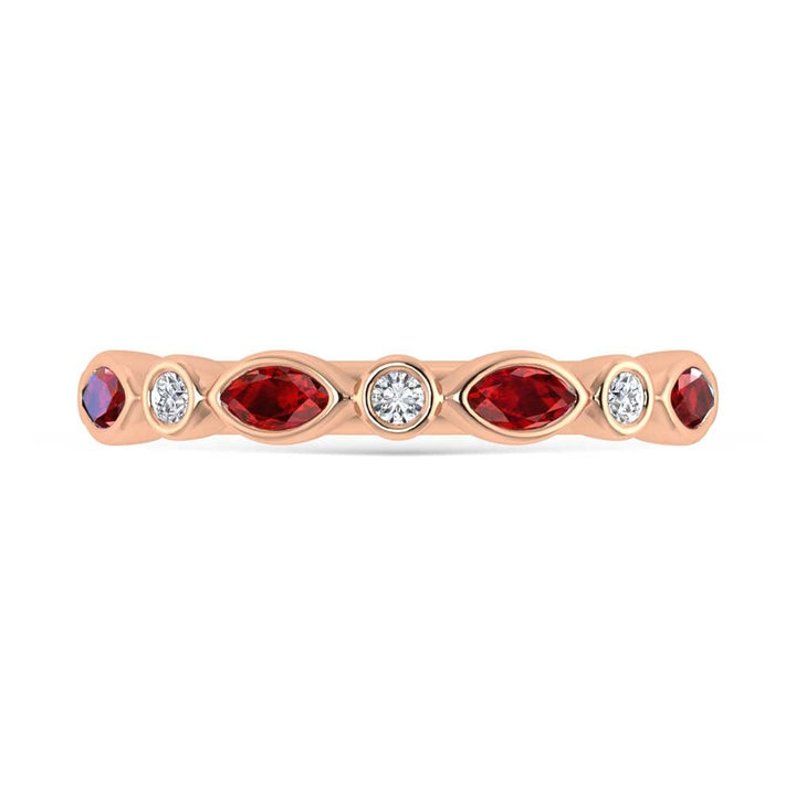 14K Rose Gold Diamond 1/2 Ct.Tw. Ruby and Diamond Band